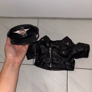Build-A-Bear Black Harley Davidson Jacket and Cap Set